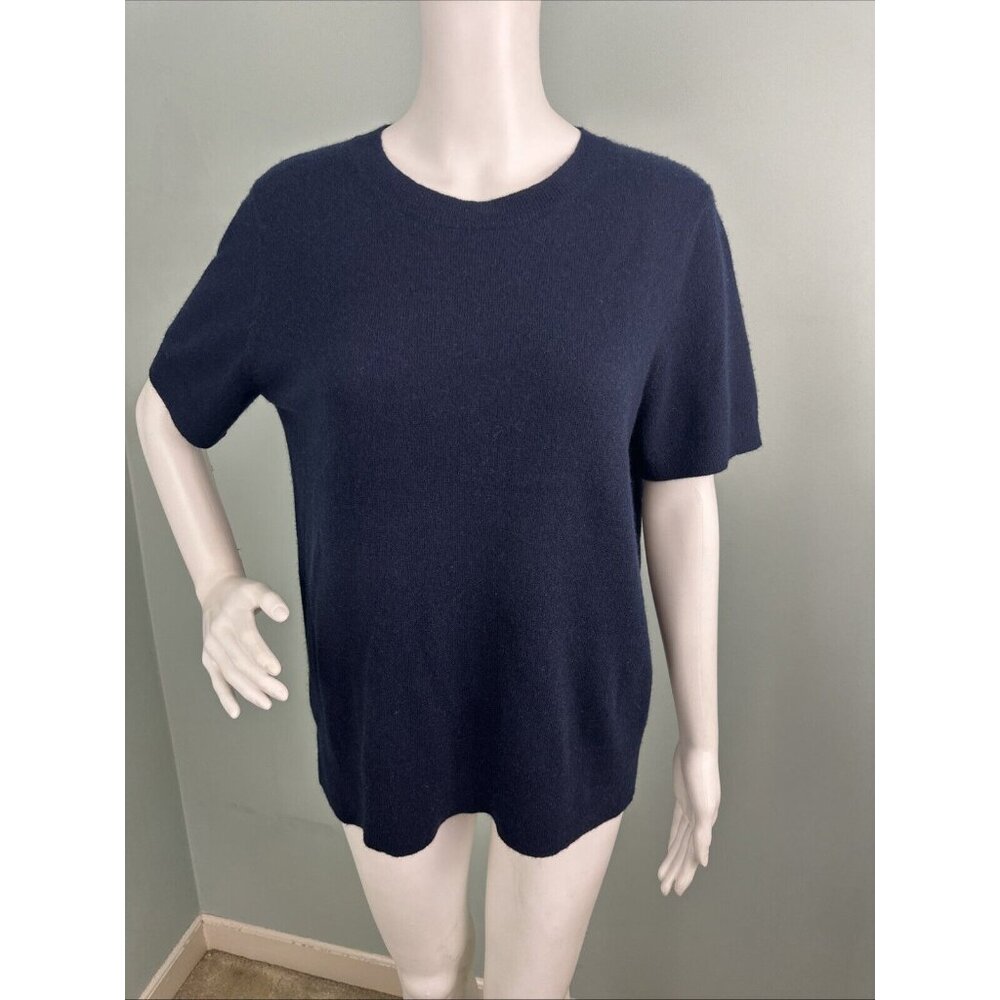 NWT Women's Theory Tolleree OB S/S Crew Neck Cashmere Inkwell Sweater Sz Large